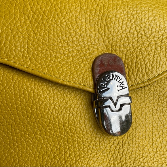 Valentina Italy Genuine Pebbled Leather Shoulder Bag – Goldenrod Yellow - Picture 7 of 12